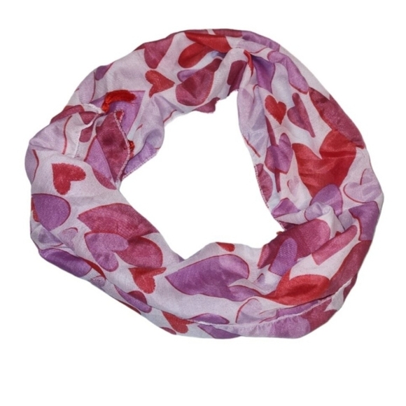 Accessories - Pink Heart Print Scarf